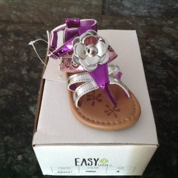 PURPLE SANDALS Girls Shoes by Easy USA Infant 5 - Picture 1 of 4